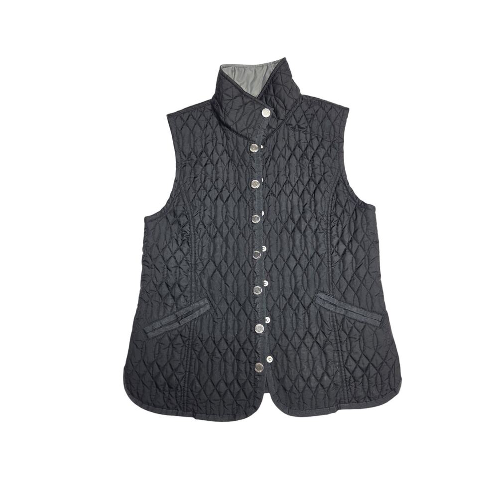 Tommy Hilfiger Black Quilted Snap Vest Jacket Women Size Medium RN 77806